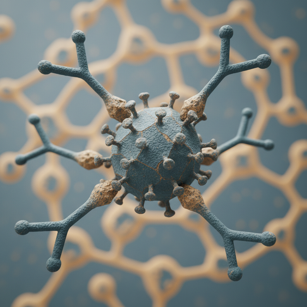 Illustration of antibodies binding to a virus particle
