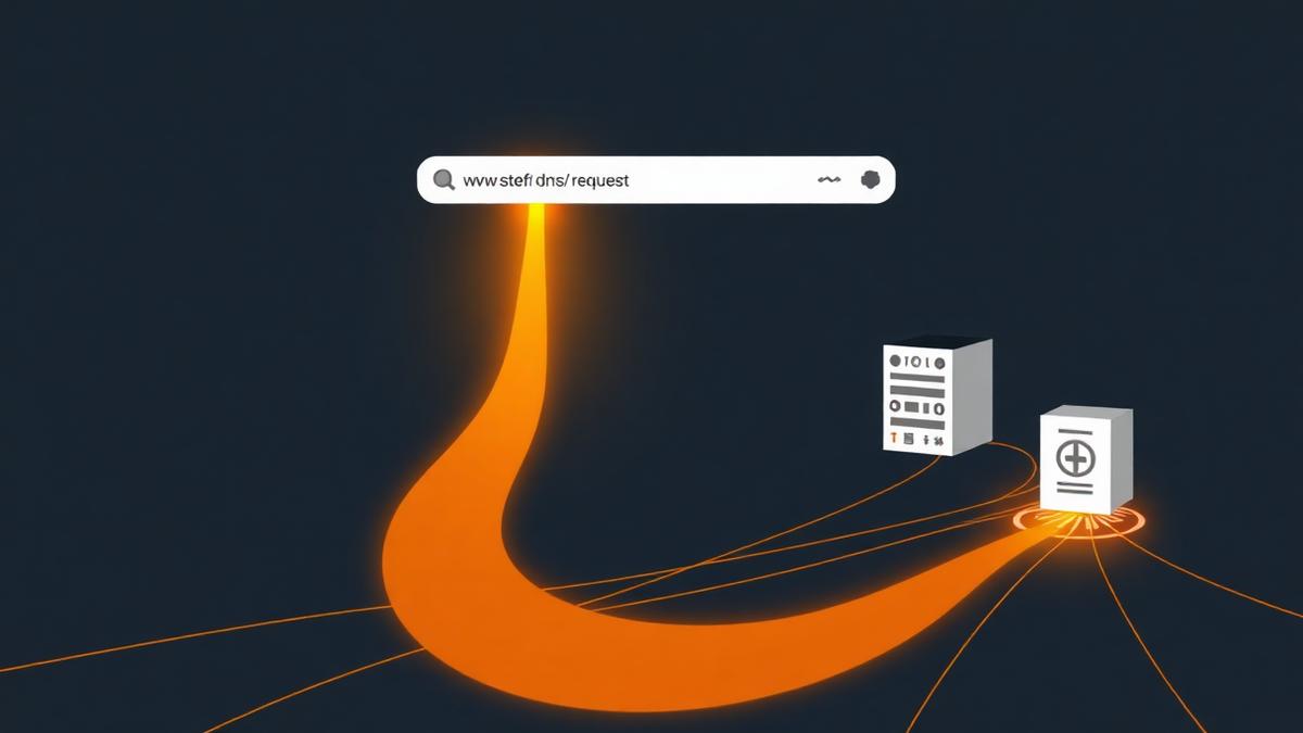 A diagram showing data travelling between a computer and a distant server representing internet requests